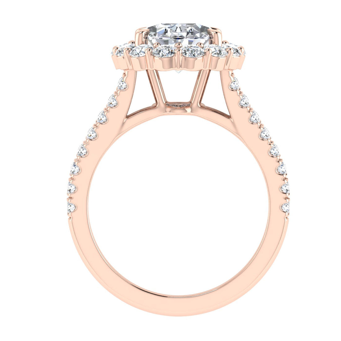 Eclipsed Oval Cut Halo Moissanite Engagement Ring Rose Gold