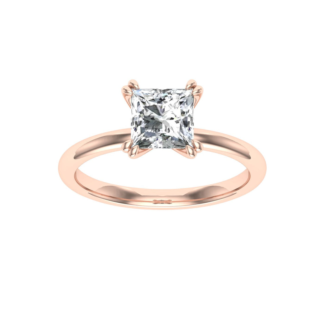 Ecliptic Double Claw Princess Cut Moissanite Engagement Ring Rose Gold