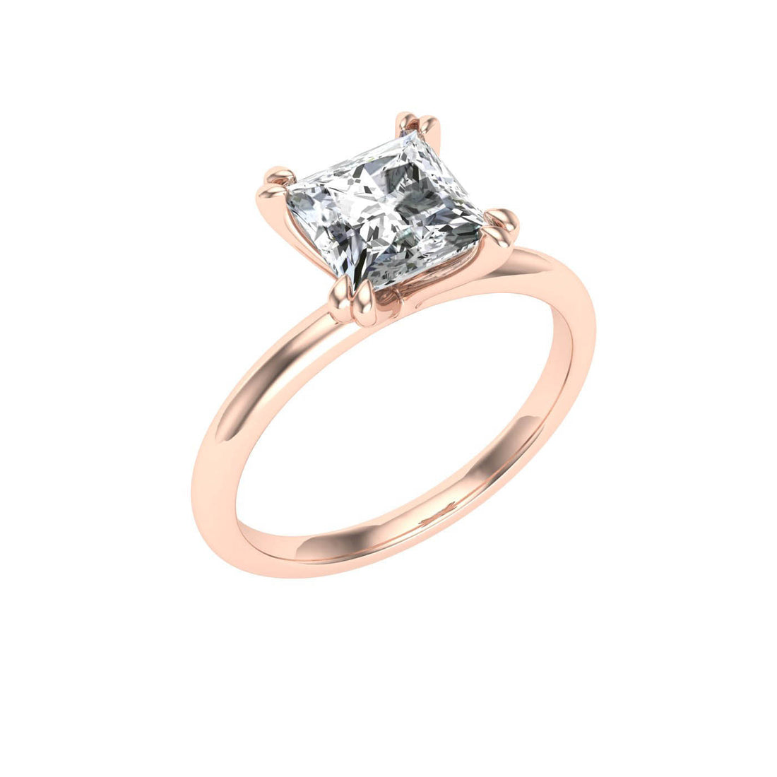 Ecliptic Double Claw Princess Cut Moissanite Engagement Ring Rose Gold