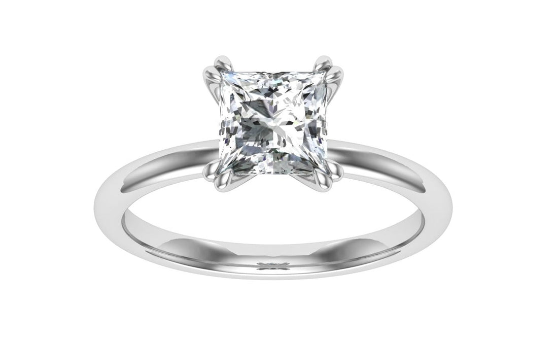 Ecliptic Double Claw Princess Cut Moissanite Engagement Ring White Gold