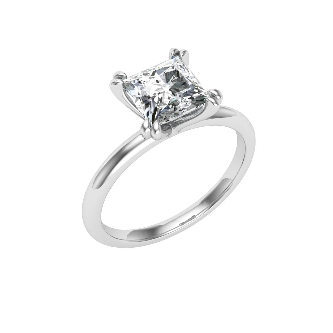 Ecliptic Double Claw Princess Cut Moissanite Engagement Ring White Gold