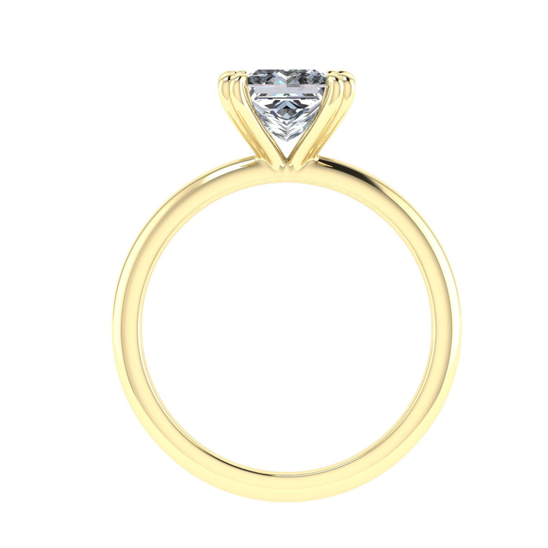 Ecliptic Double Claw Princess Cut Moissanite Engagement Ring Yellow Gold