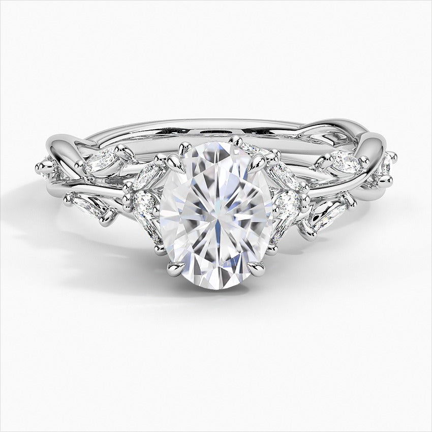 Trance Oval Secret Garden Moissanite Engagement Ring White Gold