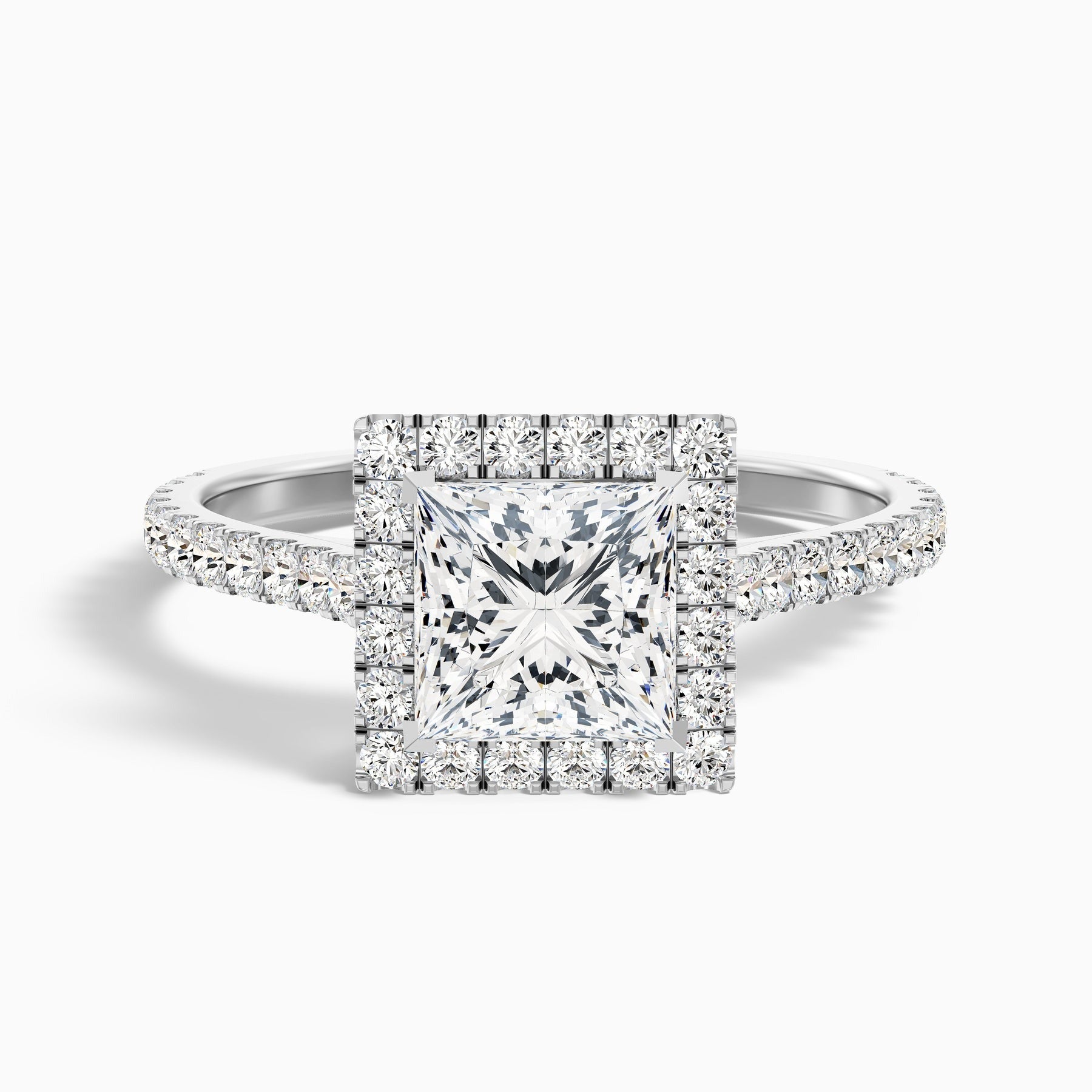 Elegance 1 Carat Princess Halo Pave Lab Grown Diamond Ring