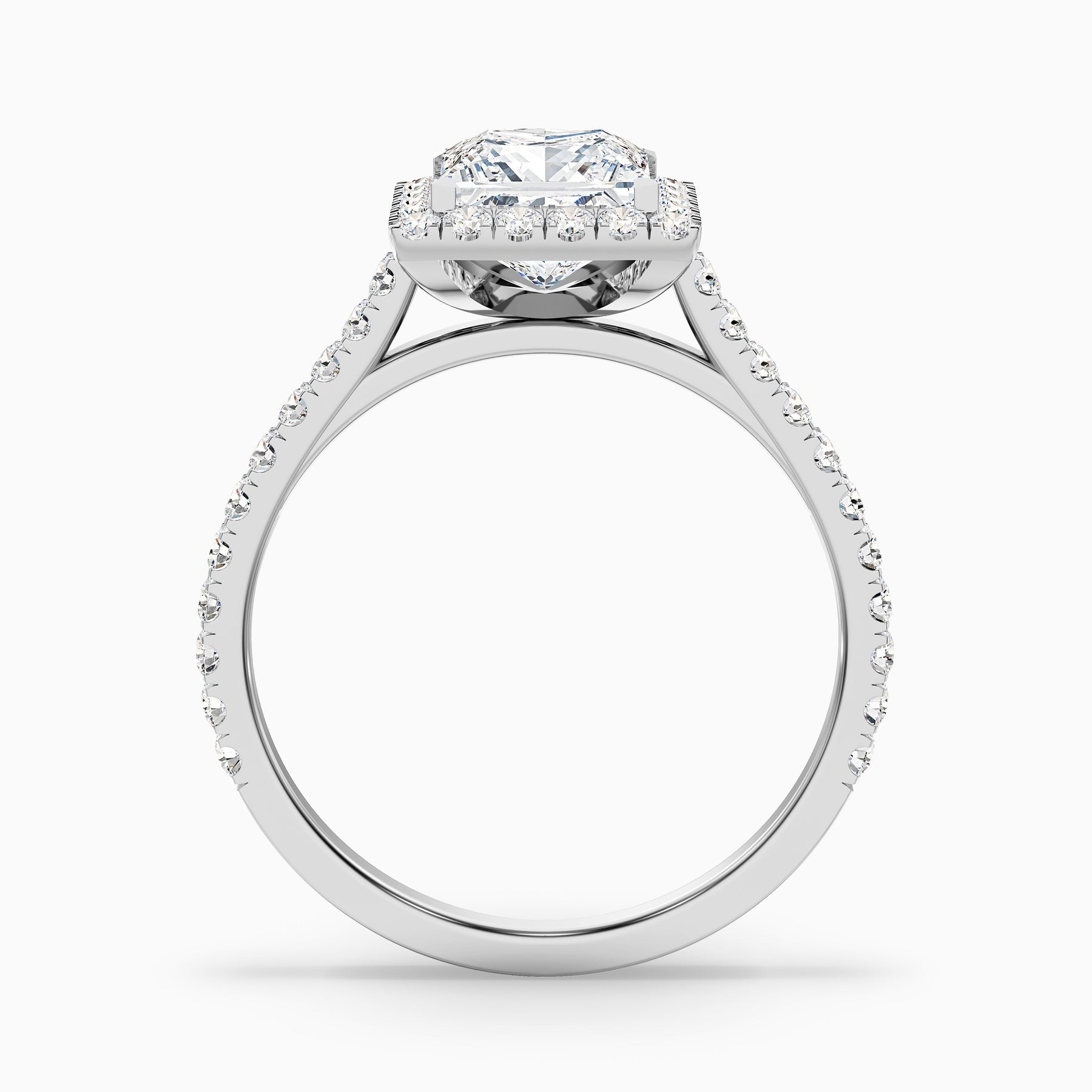 Elegance 1 Carat Princess Halo Pave Lab Grown Diamond Ring