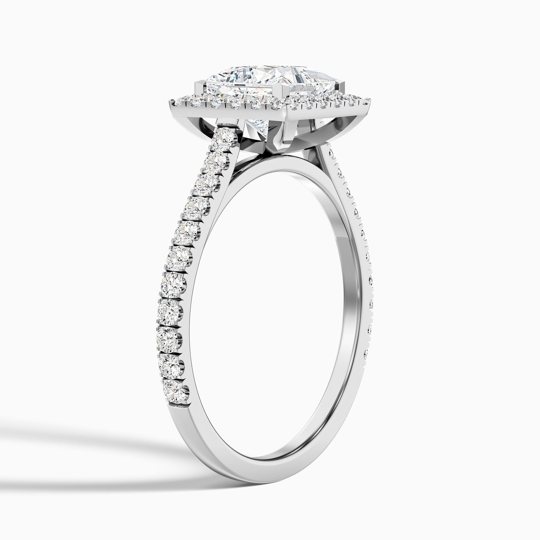 Elegance 1 Carat Princess Halo Pave Lab Grown Diamond Ring