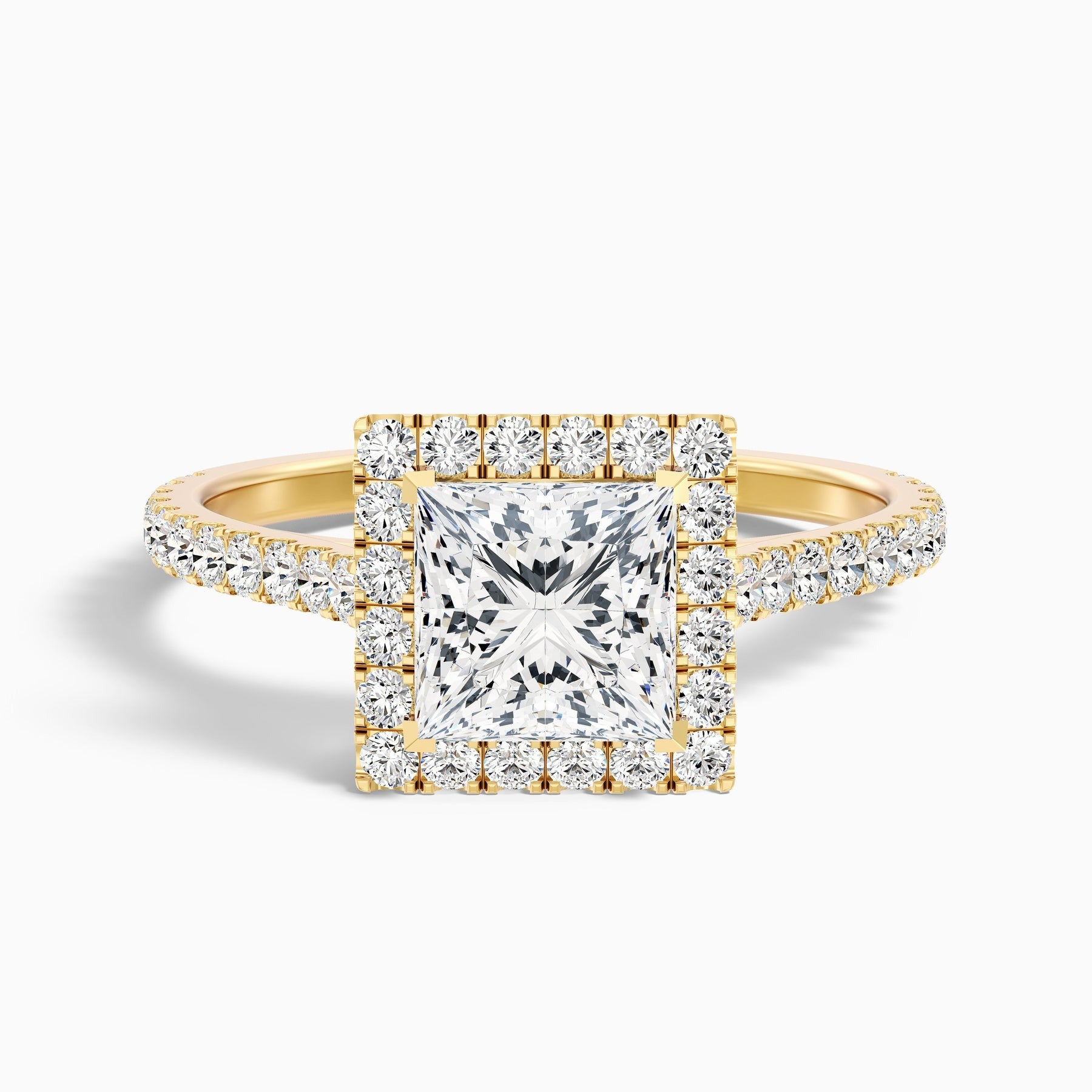 Elegance 1 Carat Princess Halo Pave Lab Grown Diamond Ringe