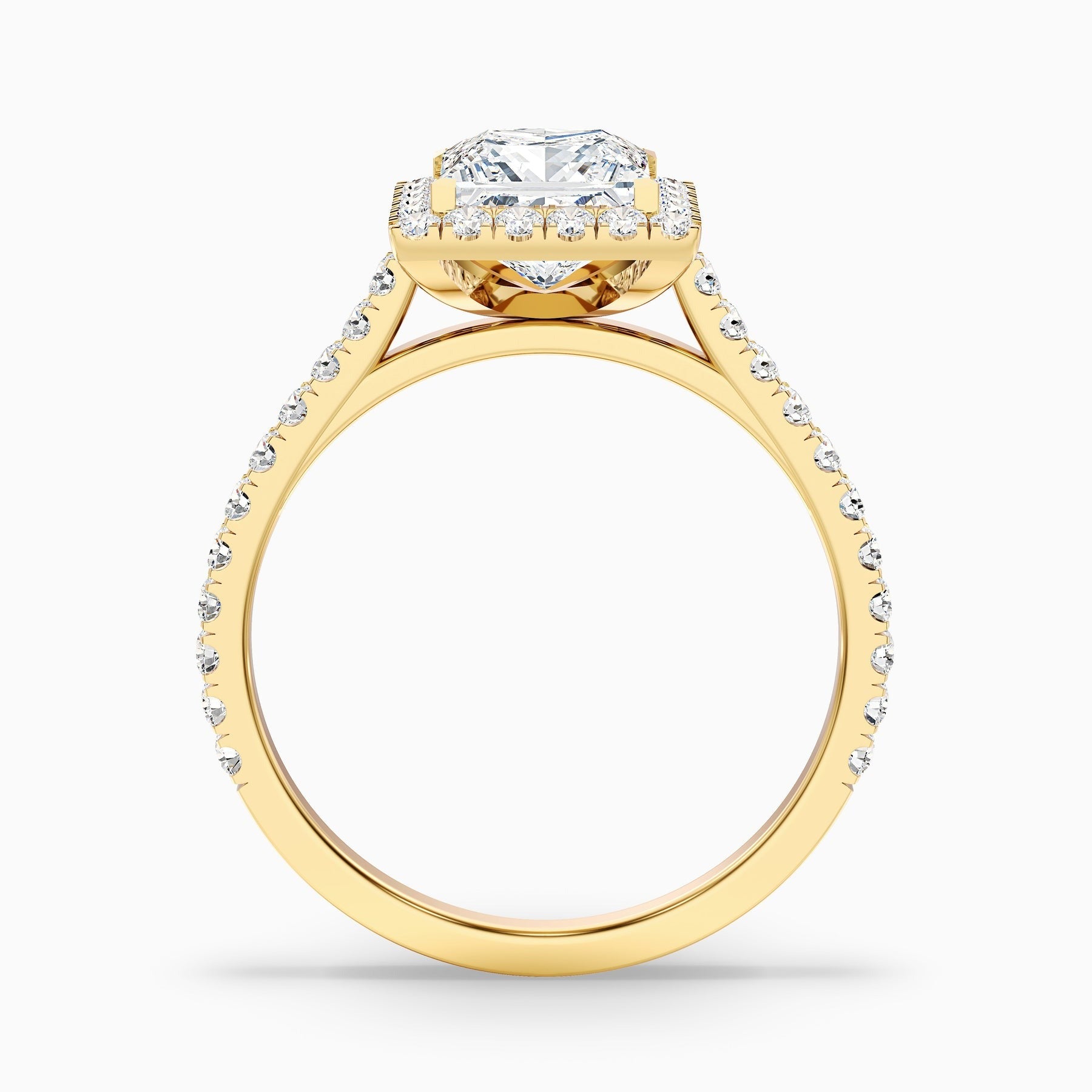 Elegance 1 Carat Princess Halo Pave Lab Grown Diamond Ring
