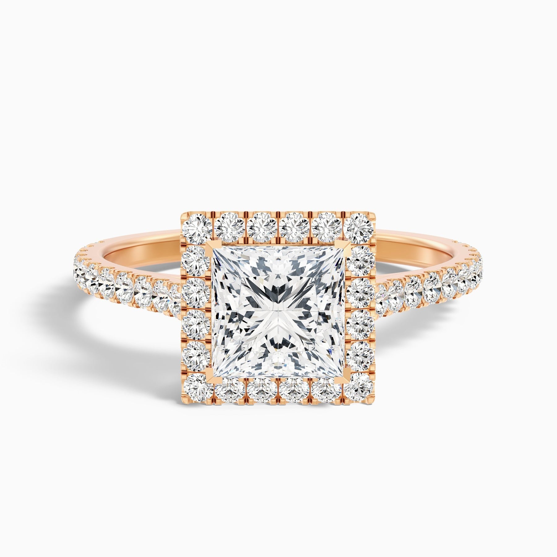 Elegance 1 Carat Princess Halo Pave Lab Grown Diamond Ring