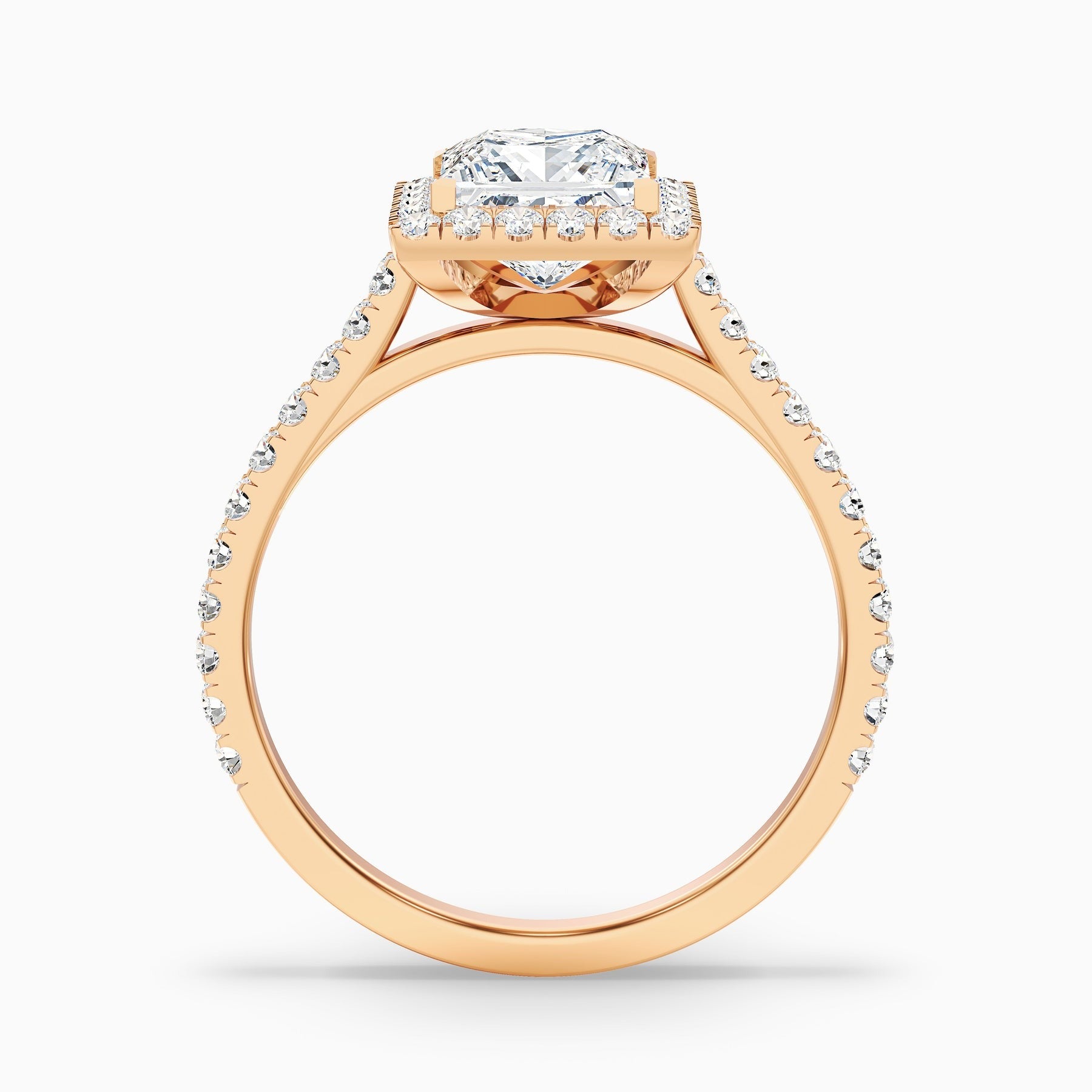 Elegance 1 Carat Princess Halo Pave Lab Grown Diamond Ring