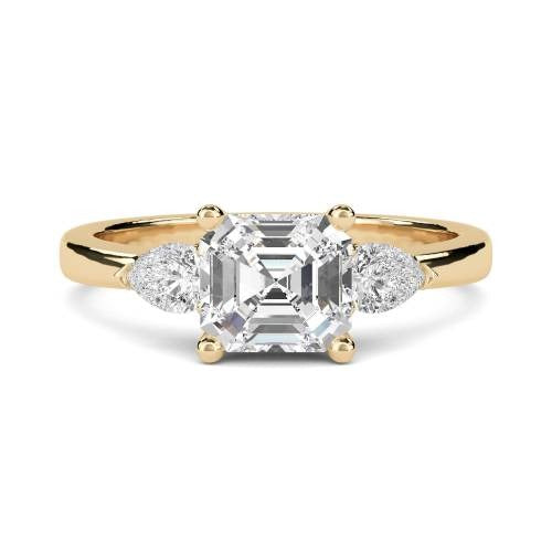 Elegant Asscher & Pear Lab Grown Diamond Trilogy Ring