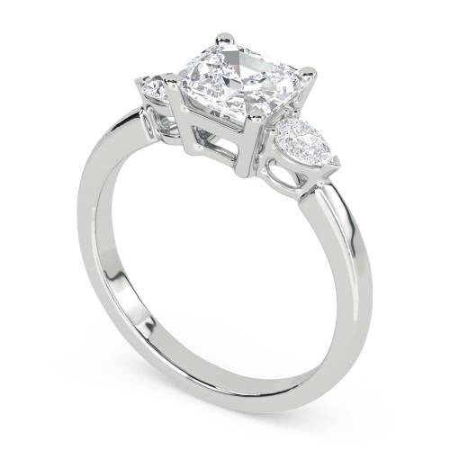 Elegant Asscher & Pear Lab Grown Diamond Trilogy Ring