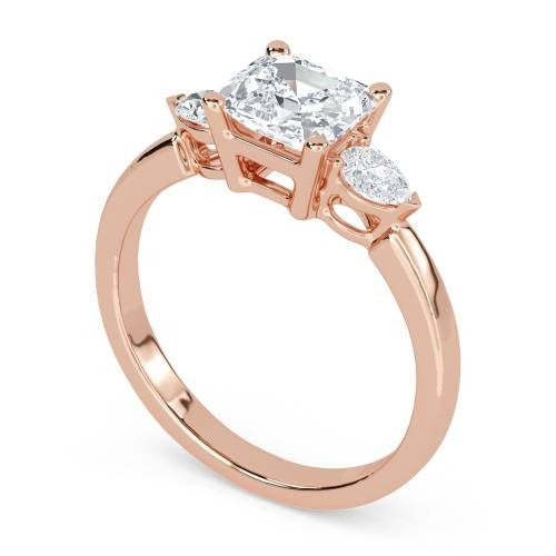 Elegant Asscher & Pear Lab Grown Diamond Trilogy Ring