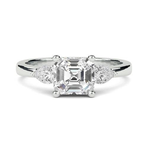 Elegant Asscher & Pear Lab Grown Diamond Trilogy Ring 