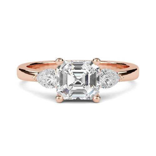 Elegant Asscher & Pear Lab Grown Diamond Trilogy Ring