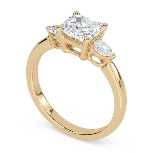 Elegant Asscher & Pear Lab Grown Diamond Trilogy Ring