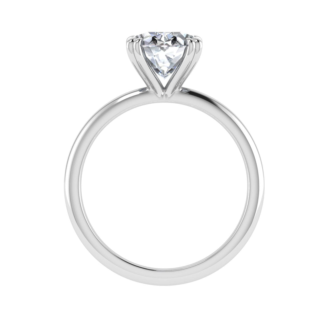 Eleganza Double Claw Oval Cut Solitaire Moissanite Engagement Ring White Gold