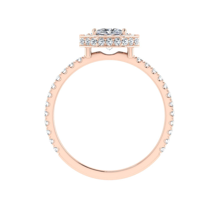 Elegy Asscher Cut Double Edge Halo Moissanite Engagement Ring Rose Gold