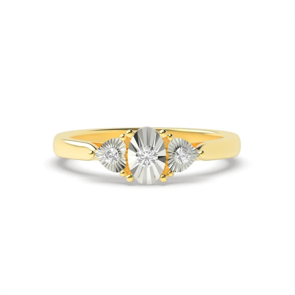 Elodie 4 Prong Round 0.10ct Lab Grown Diamond Illusion Three Stone Engagement Ring