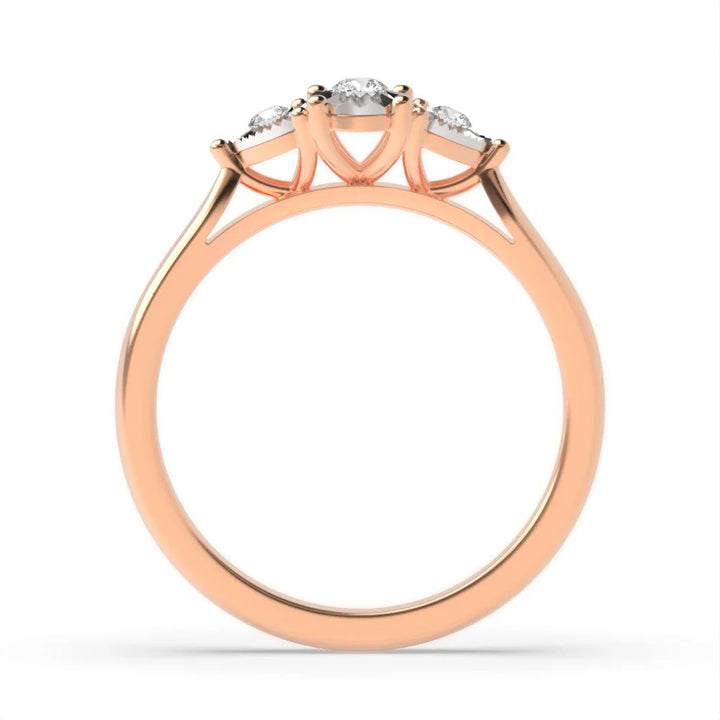 Elodie 4 Prong Round 0.10ct Lab Grown Diamond Illusion Three Stone Engagement Ring