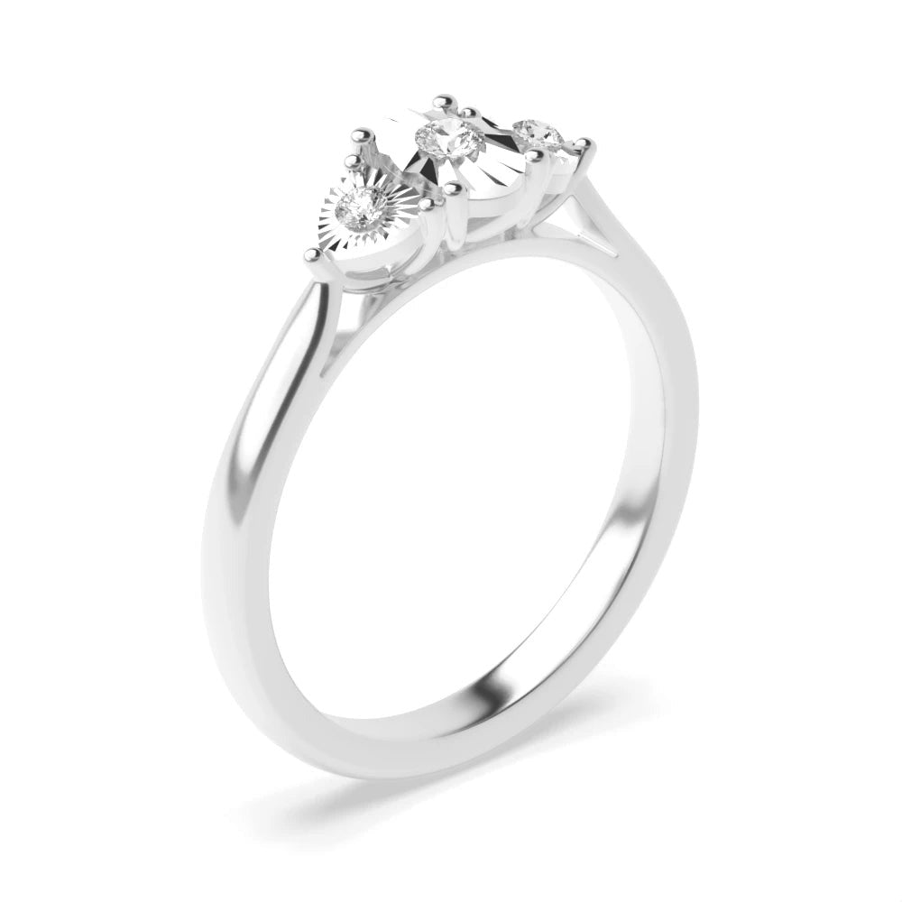 Elodie 4 Prong Round Lab Grown Diamond Illusion Three Stone Engagement Ring
