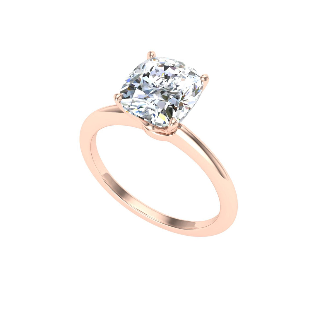 Elongated Cushion Cut Solitaire Moissanite Engagement Ring Rose Gold