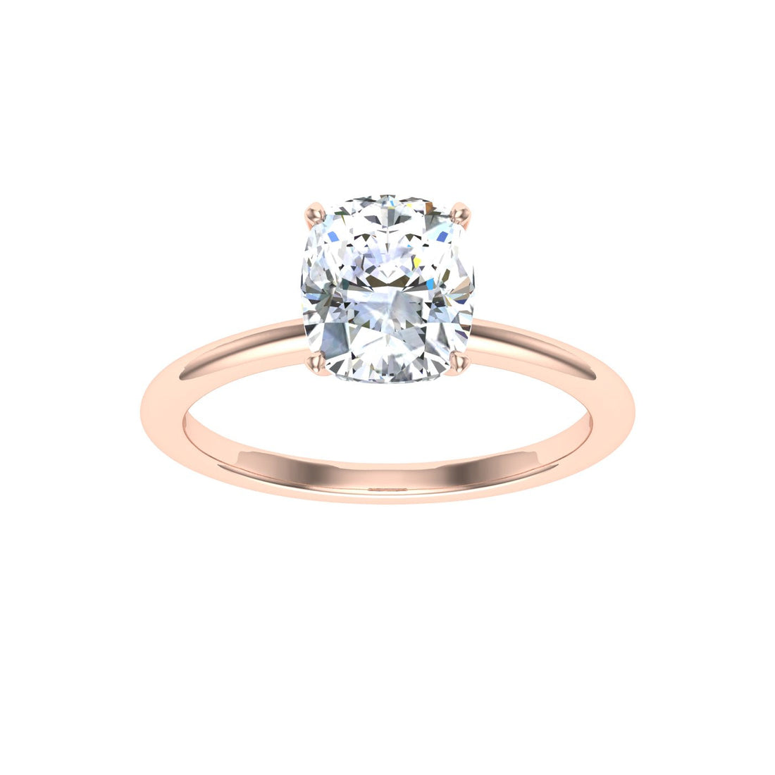 Elongated Cushion Cut Solitaire Moissanite Engagement Ring Rose Gold