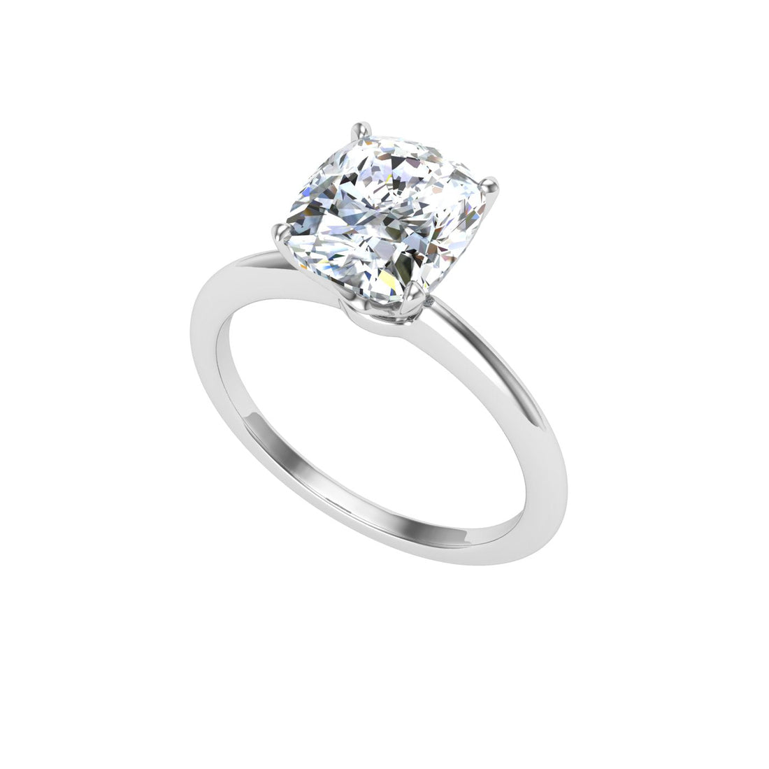 Elongated Cushion Cut Solitaire Moissanite Engagement Ring White Gold