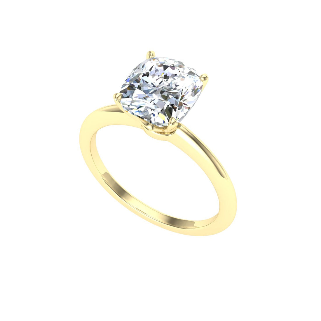 Elongated Cushion Cut Solitaire Moissanite Engagement Ring Yellow Gold