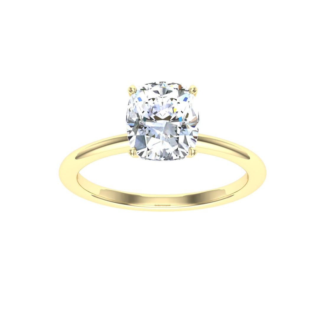 Elongated Cushion Cut Solitaire Moissanite Engagement Ring Yellow Gold