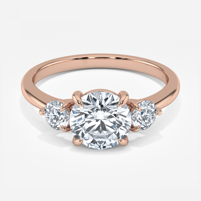 Elvira Round Three Stone Moissanite Engagement Ring Rose Gold