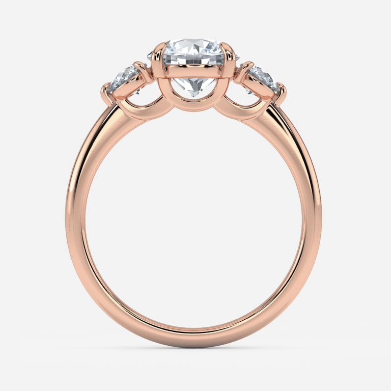 Elvira Round Three Stone Moissanite Engagement Ring Rose Gold