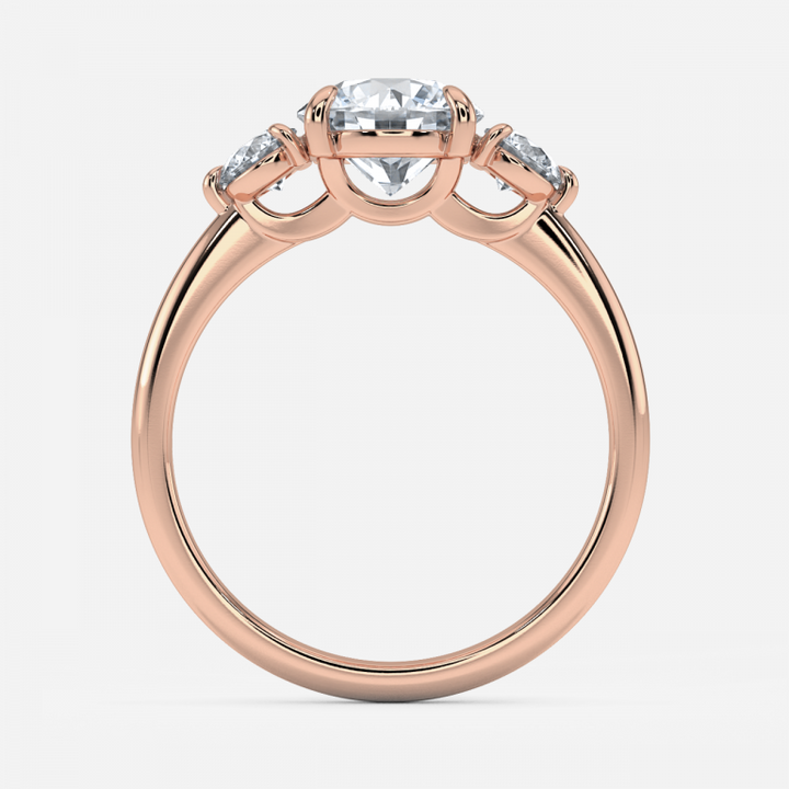 Elvira Round Three Stone Moissanite Engagement Ring Rose Gold