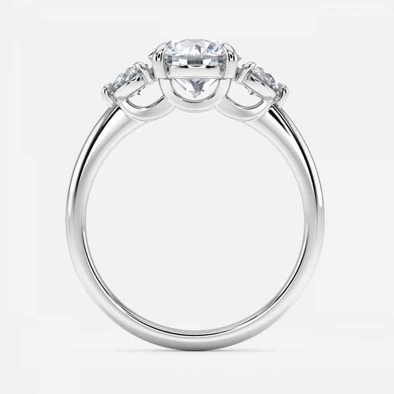 Elvira Round Three Stone Moissanite Engagement Ring White Gold