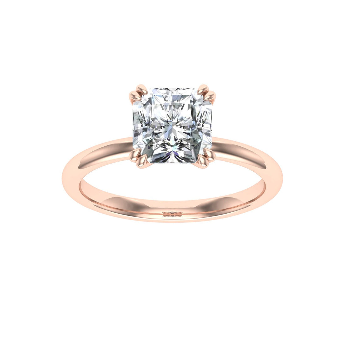 Elysian Double Claw Asscher Cut Solitaire Moissanite Engagement Ring Rose Gold