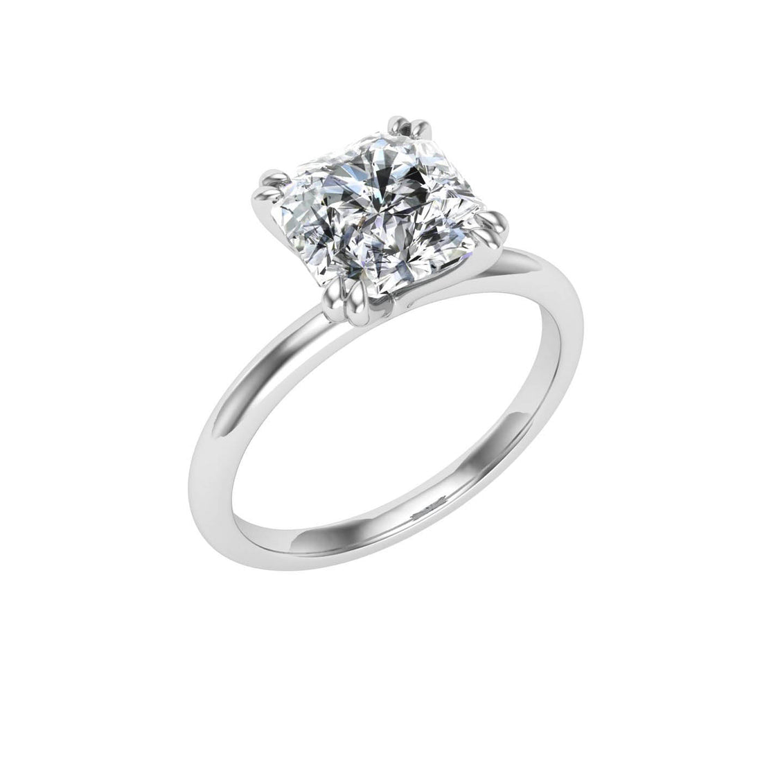 Elysian Double Claw Asscher Cut Solitaire Moissanite Engagement Ring White Gold