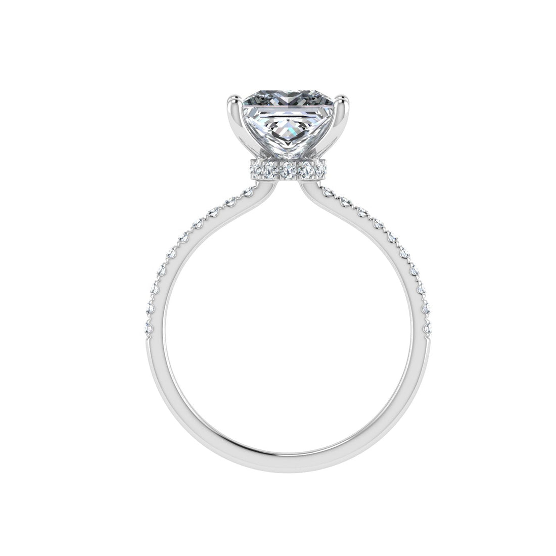 Elysium Princess Cut Hidden Halo Moissanite Engagement Ring White Gold