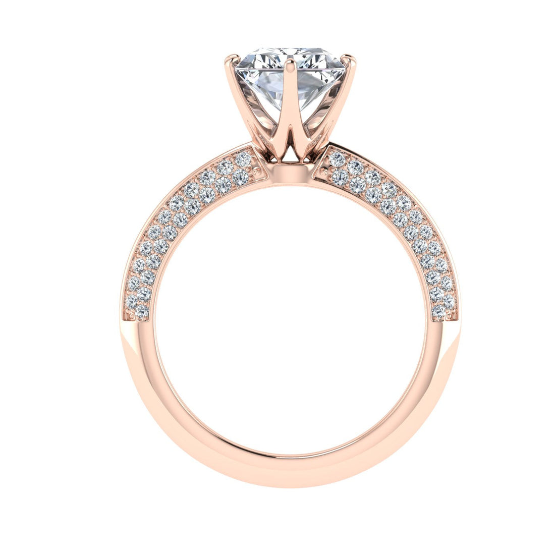 Emberglow Radiant cut Knife Edge Band Moissanite Engagement Ring Rose Gold