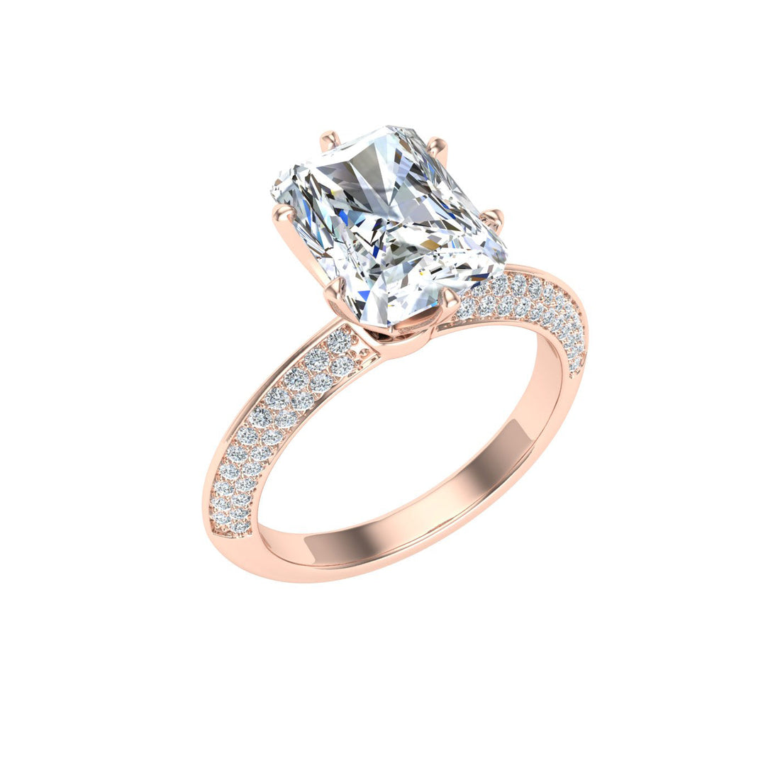 Emberglow Radiant cut Knife Edge Band Moissanite Engagement Ring Rose Gold