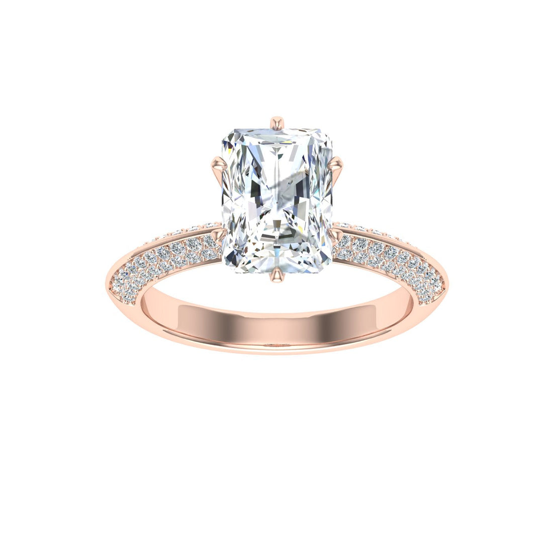 Emberglow Radiant cut Knife Edge Band Moissanite Engagement Ring Rose Gold