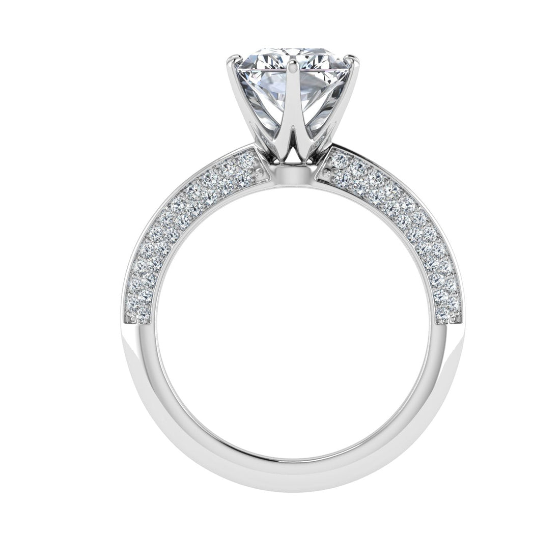 Emberglow Radiant cut Knife Edge Band Moissanite Engagement Ring White Gold