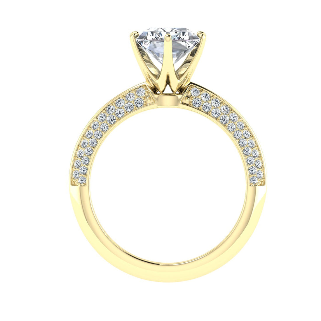 Emberglow Radiant cut Knife Edge Band Moissanite Engagement Ring Yellow Gold