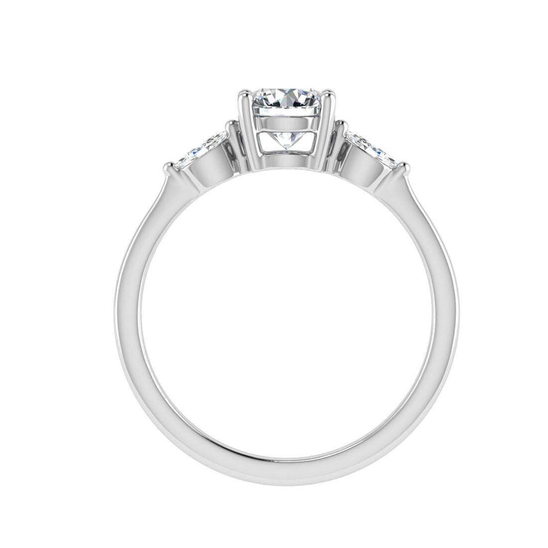 Embersong Round 3 Stone Moissanite Engagement Ring White Gold