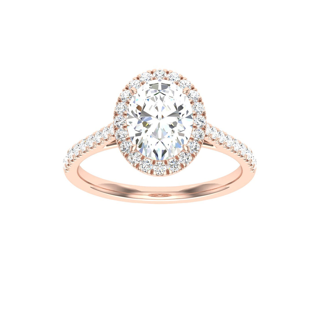 Embrace Oval Cut Halo Moissanite Engagement Ring Rose Gold