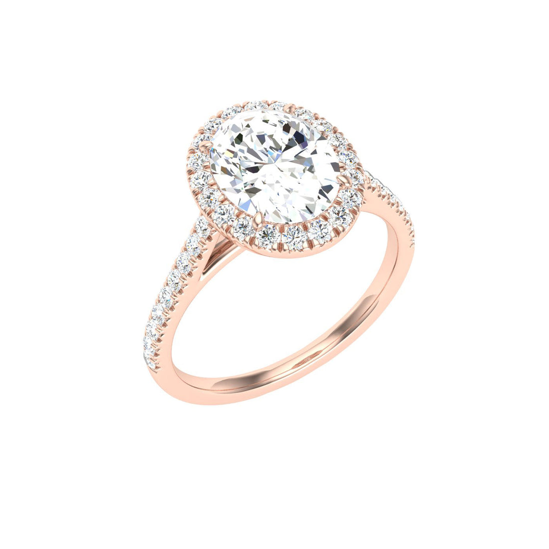 Embrace Oval Cut Halo Moissanite Engagement Ring Rose Gold