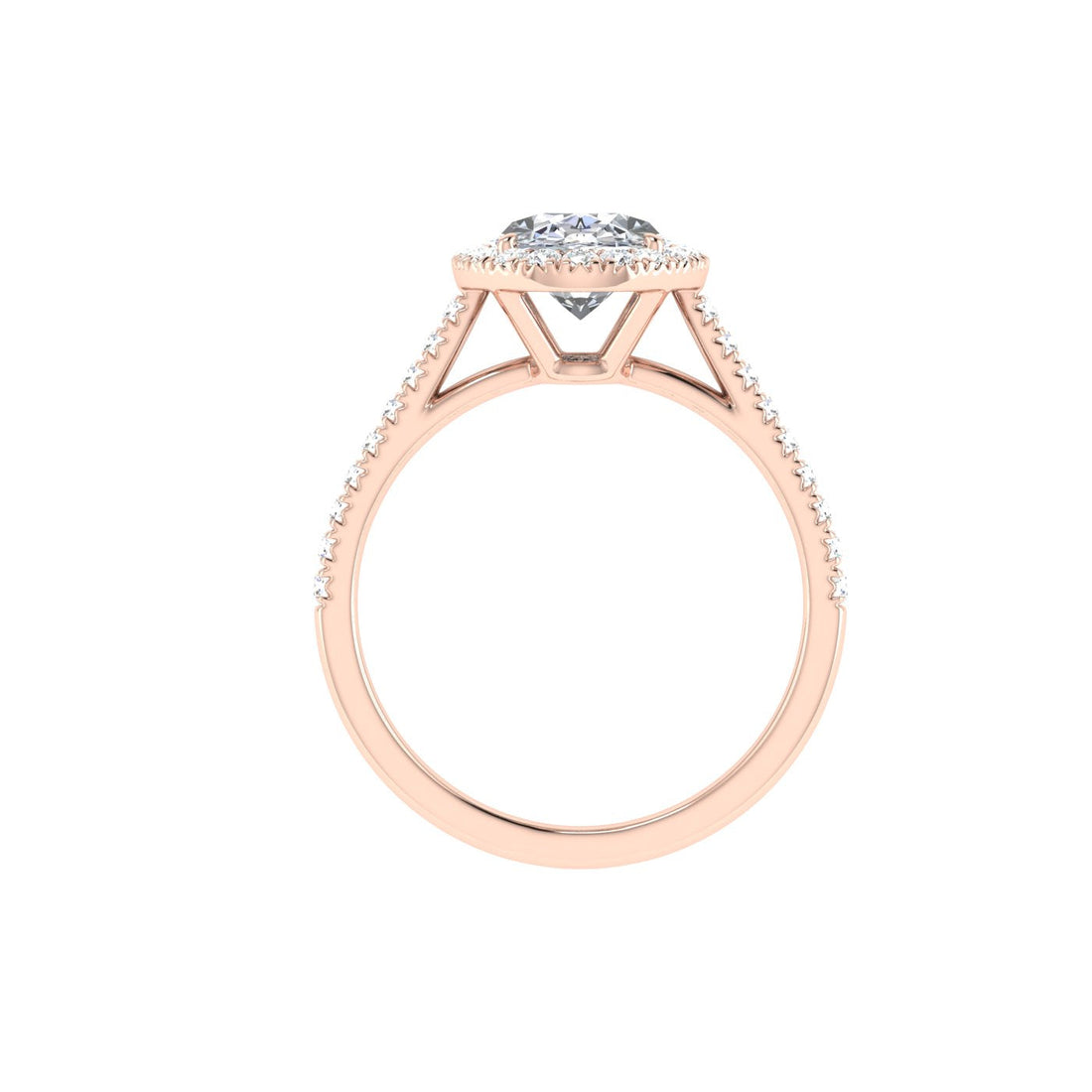 Embrace Oval Cut Halo Moissanite Engagement Ring Rose Gold