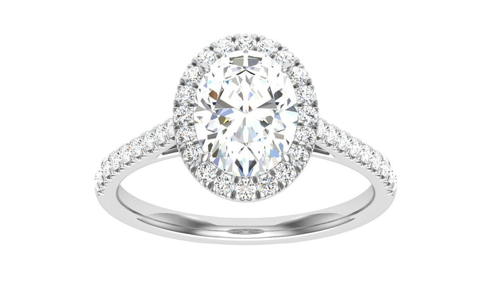 Embrace Oval Cut Halo Moissanite Engagement Ring White Gold