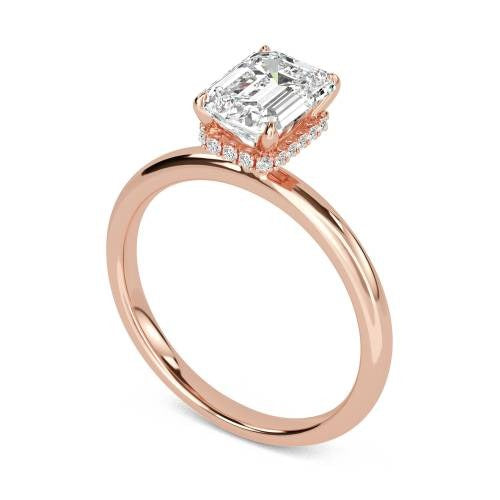 Emerald Hidden Halo Lab Grown Diamond Ring