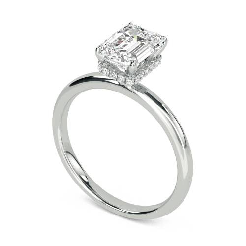 Emerald Hidden Halo Lab Grown Diamond Ring