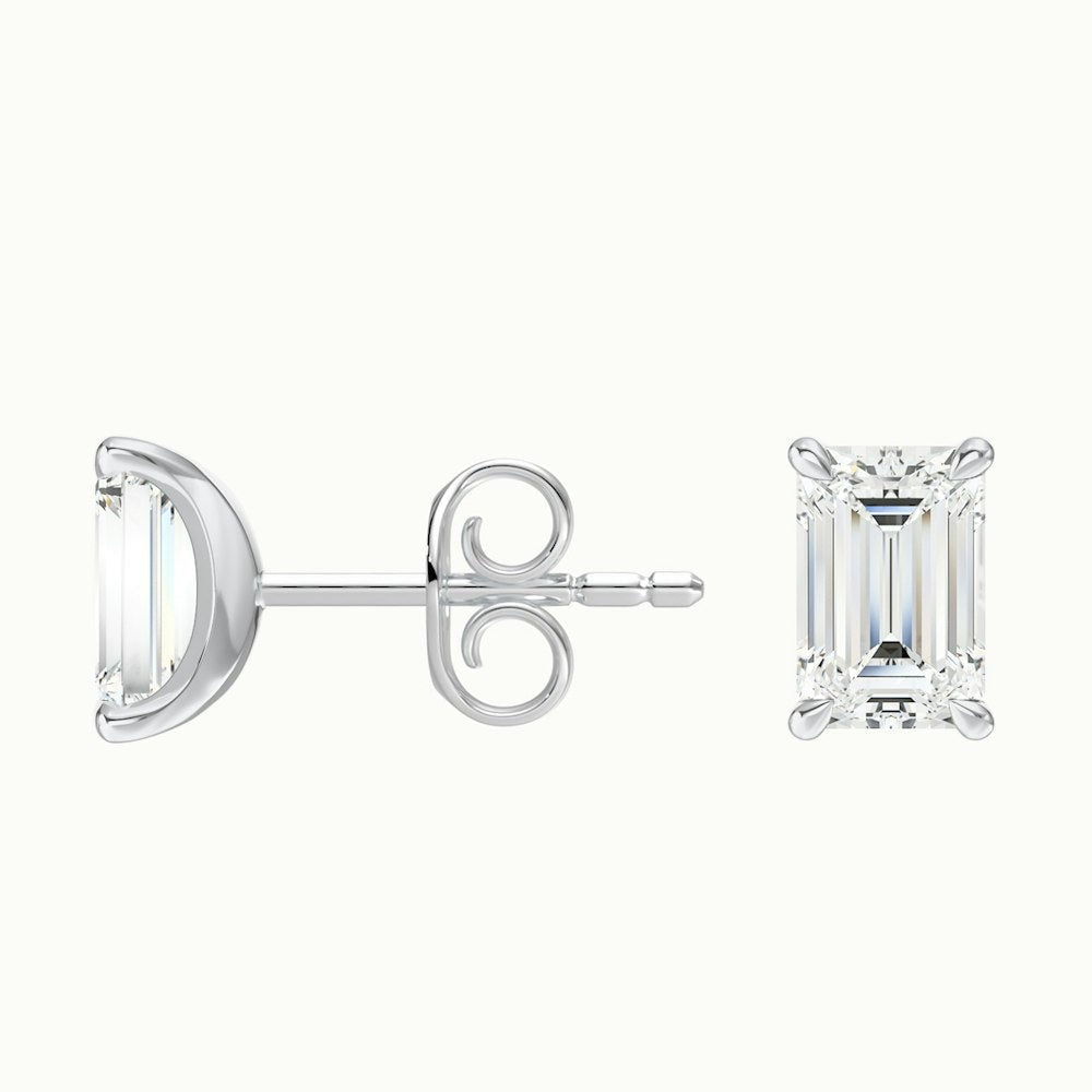 Emerald Cut Moissanite Earrings